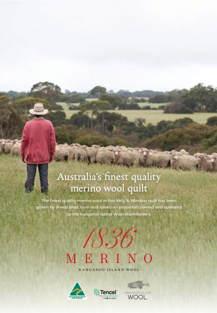 1836 Merino Wool 200 Quilt, a light weight pure merino quilt, ideal for summer and warm climates